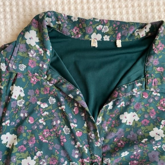 Floral mesh button front mini dress - Picture 2 of 5